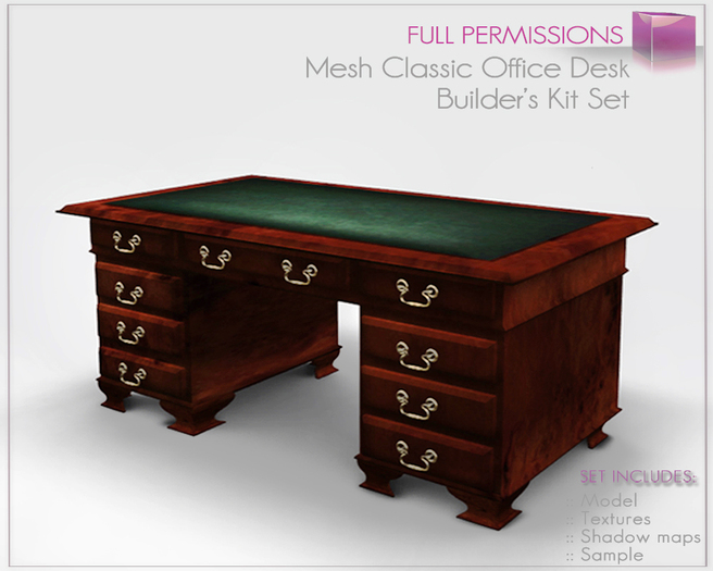 Second Life Marketplace Full Perm Mesh Classic Boss Office Desk